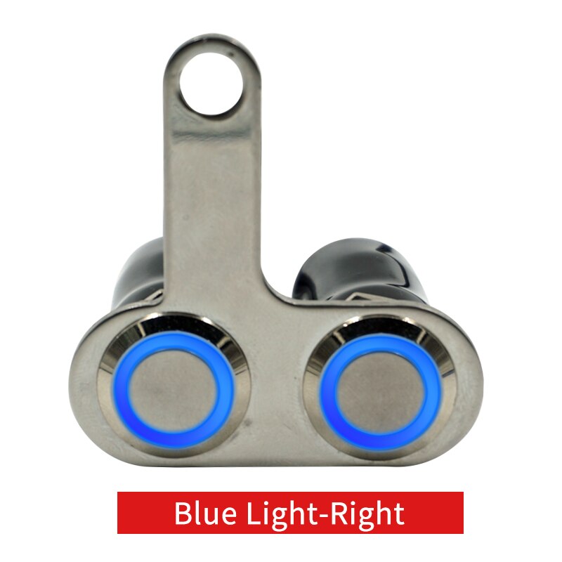 Stainless Steel Motorcycle Switch ON-OFF Handlebar Adjustable Mount Waterproof Switches Button DC12V With LED Light: Blue Light(Right)
