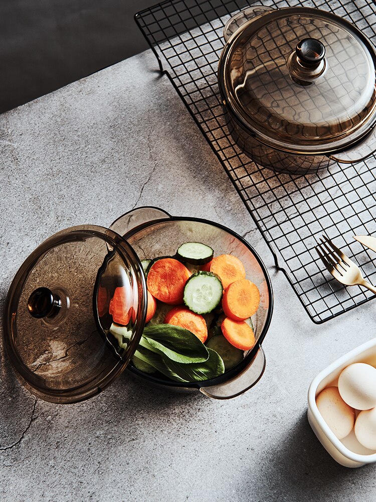 Magnetron oven kom huishoudelijke hittebestendige gehard glas dubbele oren verse groenten soep salade kom alleen magnetron oven