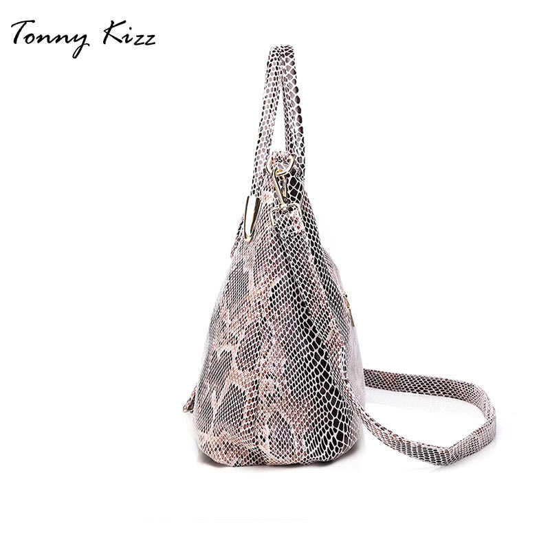 Tonny kizz bolsos grandes para mujeres bolso de hombro femenino bolsos de mano de cuero serpentina de alta calidad