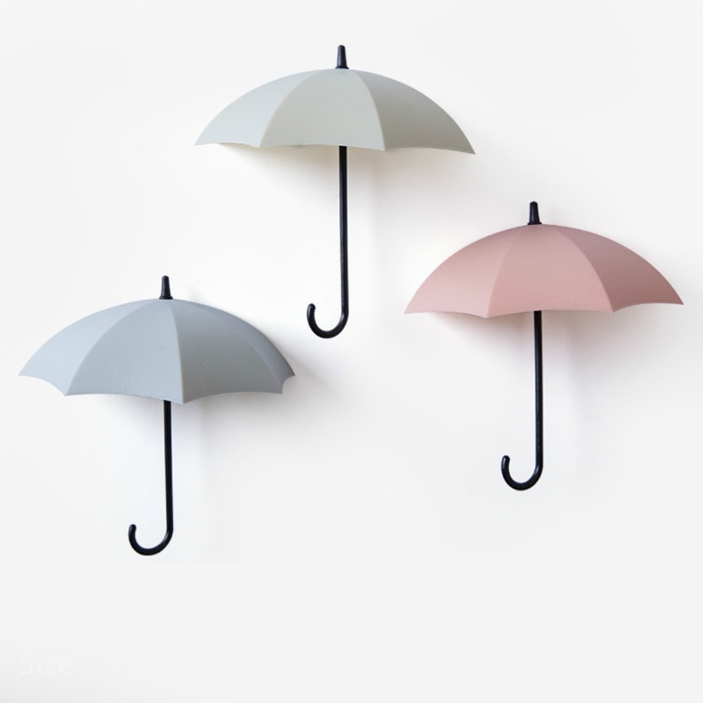 3 stk / sæt selvklæbende køkkenkroge sød paraply vægbøjle vægindretning tøj frakke hat bøjle gadget