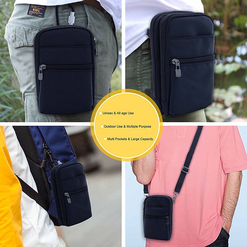 RFID bloquant porte-carte passeport sac voyage téléphone cou portefeuille épaule sacoche bandoulière pochette avec mousqueton taille Pack