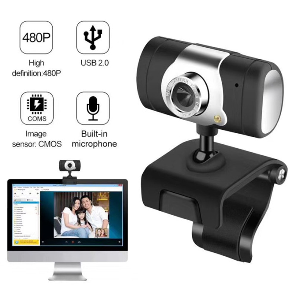 Alloet Usb 2.0 Hd Webcam,360 Draaibare Clip-On Webs Camera Met Microfoon, hoge Resolutie Cmos Sensor Webcams Voor Net Meeting