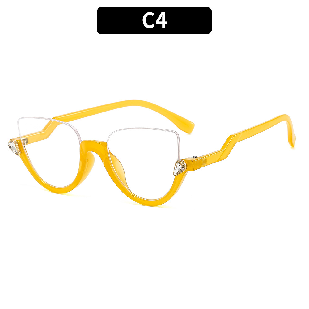 Montura de gafas graduadas de ojo de gato transparente para mujer y hombre, gafas ópticas, montura de gafas con lentes transparentes de diamante: Castaño