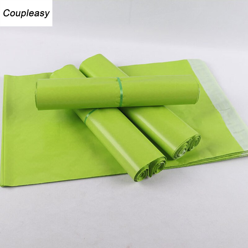 Sobres de correo verde impermeables, bolsas de plástico gruesas para correo de 7 tamaños, 10 unids/lote