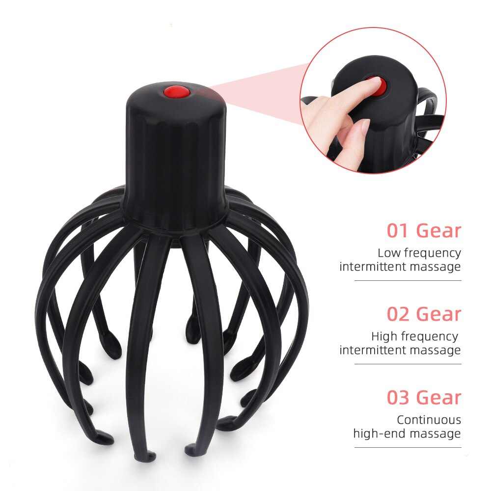 Electric Octopus Head Scalp Massager Relaxation Pain Relief Massager for Head Body Muscle Tension Anti-stress Massage Instrument