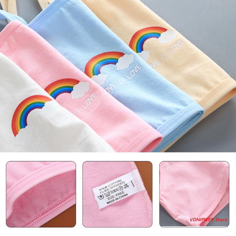 Estudiante pubertad chica verano sujetador de entrenamiento lindo Arco Iris dibujo de nube ropa interior transpirable capa Bralette sin aros