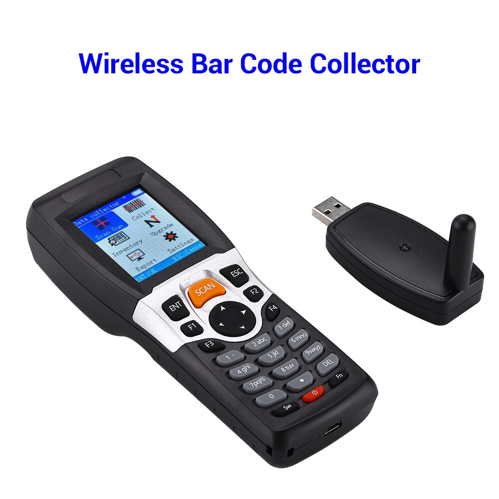 1D Wireless Barcode Scanner Collector Portable Data Terminal Inventory Device USB Barcode Scanner PDT LCD Screen Scanning