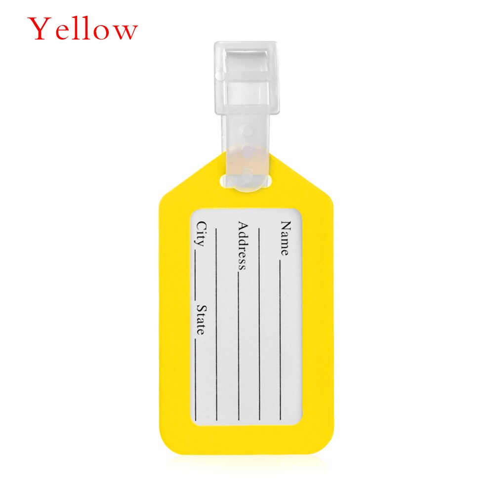 1 Uds. porta Dirección de identificación para maletas de viaje, etiqueta de equipaje de plástico, etiqueta de equipaje, etiqueta portátil, accesorios de viaje para hombres y mujeres: Amarillo