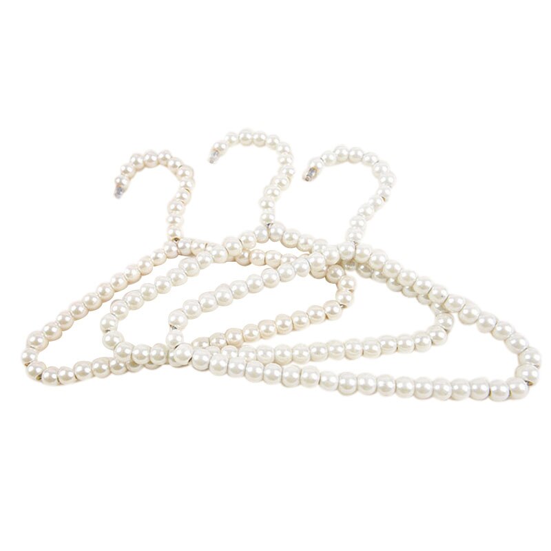 Pack de 3 perchas elegantes de plástico con perlas blancas a la para niños y mascotas.
