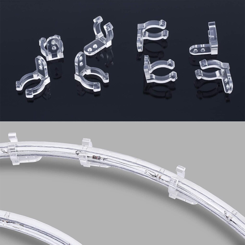 40 stk led strip lys clips rund gennemsigtig plast kabel spænde strip lampe slange stik