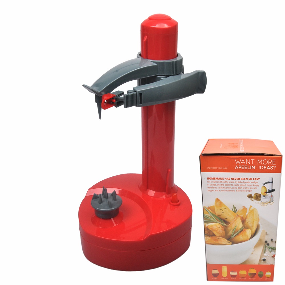 110V 220V Potato Peeler Electric with 3 Blades Automatic Apple Paring Machine Kitchen Tools Cutter Slicer For Vegetable Fruits: Red / AU