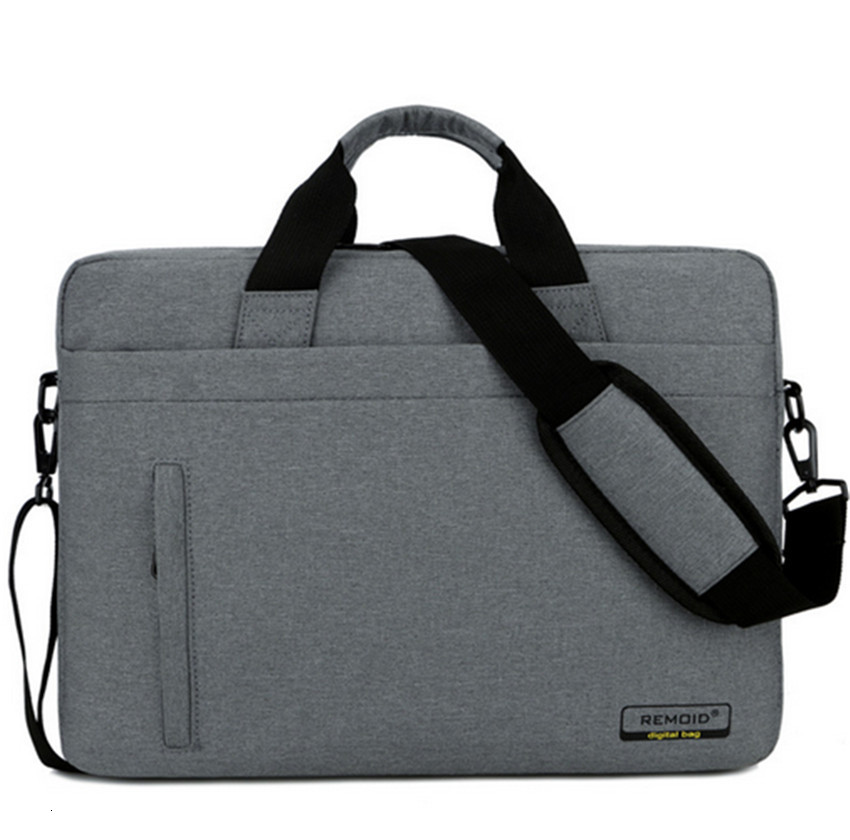 Nylon 15.6 17inches Laptop Bag Waterproof Office Documents Briefcase Women Men Travel Shoulder Handbag: Dark Grey 17inches