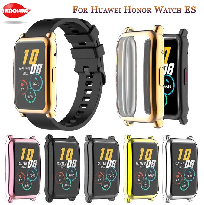 Tpu Zachte Siliconen Zachte Full Screen Glas Protector Case Shell Frame Voor Huawei Honor Es Horloge Fitting Plating Beschermhoes