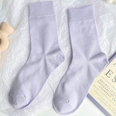 Stil bomullsstrumpor #39 bomull harajuku dam vintage lila rutiga strumpor ränder galler tubstrumpa sox: 9