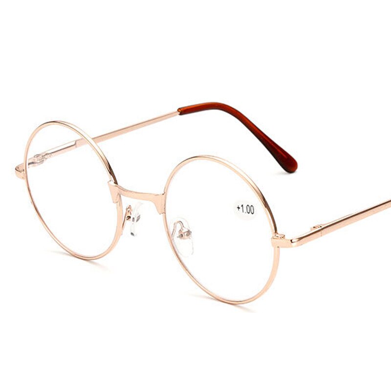 Retro Metalen Ronde Frame Leesbril Vrouwen Mannen Verziend Brillen Brillen Dioptrie + 1.0 + 1.5 + 2.0 + 2.5 + 3.0 + 3.5 + 4.0: +350 / Goud