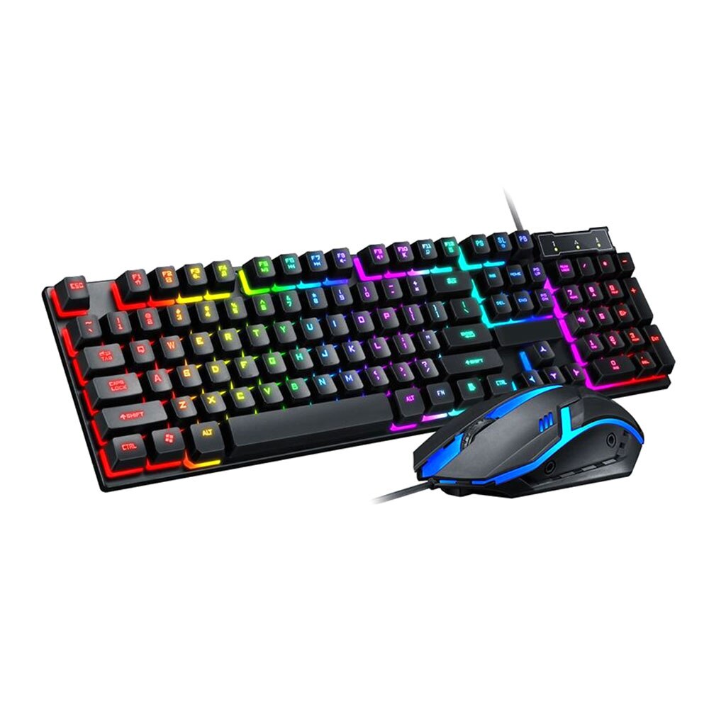TF200 Rainbow Backlit USB Ergonomic Gaming Keyboard Mechanical Keyboard and Mouse Kit for PC Gaming Keyboard Kit: Default Title