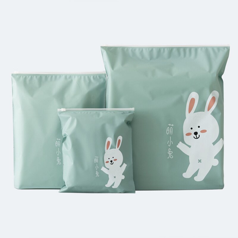 RUPUTIN 3Pcs/set Travel Organizer Suitcase Clothes Finishing Kit Beauty Case Make Up Organizer Storage Bag Travel Accessories: Cute rabbit 3 pcs