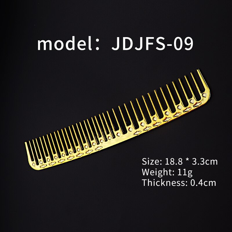 Brosse à cheveux double peigne plaqué or, outil de coiffure pour salon de coiffure, brosse à cheveux emmêlée, peigne à tête d&#39;huile pour barbe, coupe de cheveux, brosse à teinture: JDJFS-09