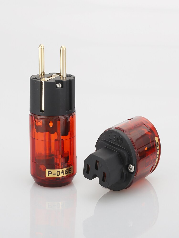 Hallo-Ende P046E + C046 Gold-Überzogene Durcheinander SCHUKO Energie Stecker EUR Energie Stecker hifi EU AC Energie stecker: männlich weiblich Paar