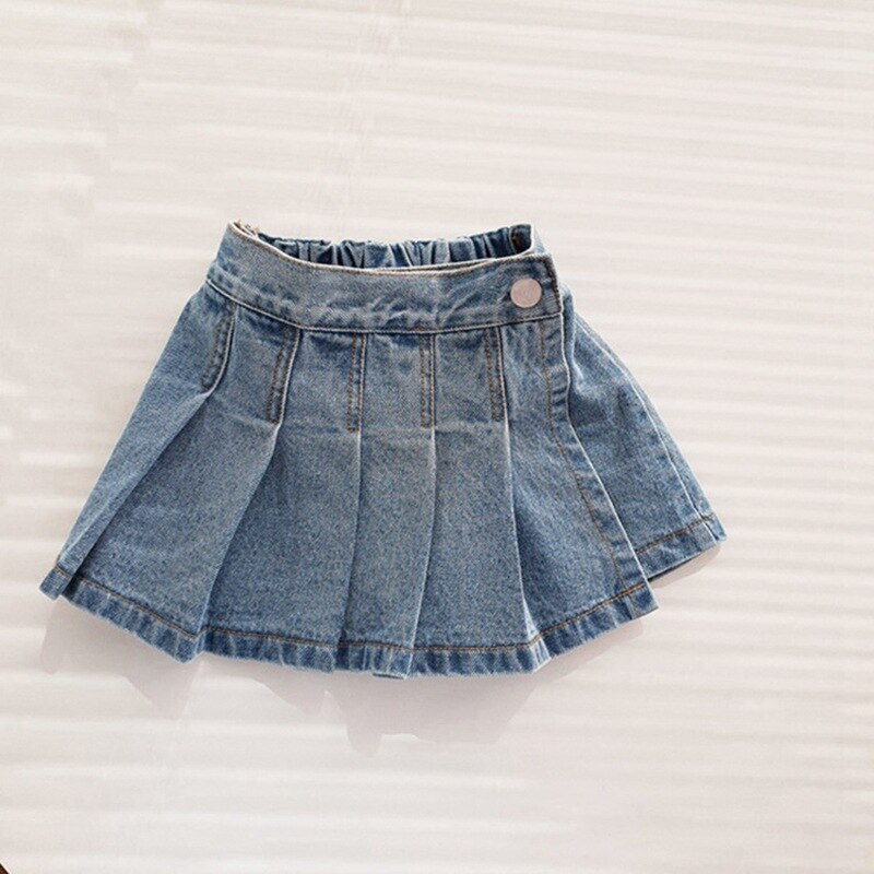 2-7t jeans nederdel shorts til piger småbørn børn babytøj sommer denim plisseret nederdel shorts piger søde søde bukser: 110