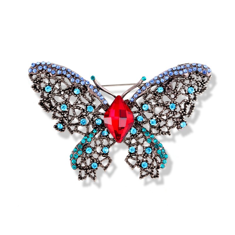 Morkopela grand papillon strass broche Vintage femmes Banquet broches vêtements bijoux insectes broches et épingles pour les femmes: red crystal