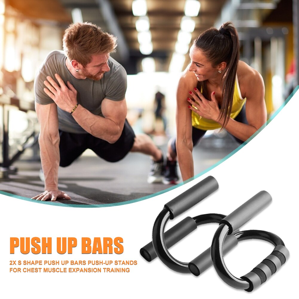 2Pcs Antislip S-Vormige Push Up Bars Praktische Zwart Push-Up Stands Borst Spier uitbreiding Training Fitness Apparatuur