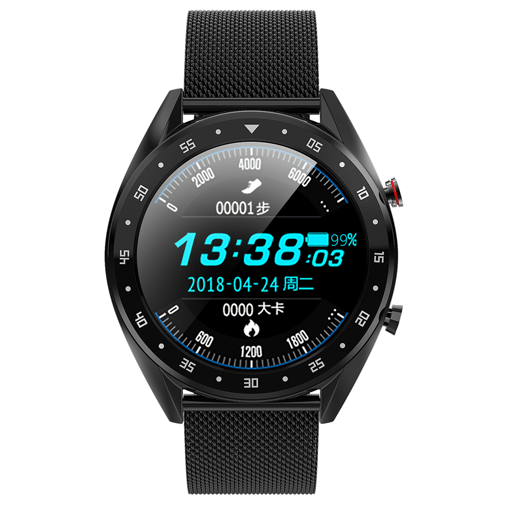 Microwear L7 SmartWatch Männer IP68 Wasserdichte Smartwatch Fitness Armbinde Tracker Armbanduhr Herzfrequenz EKG Monitor Anruf Erinnerung: Stahl Schwarz