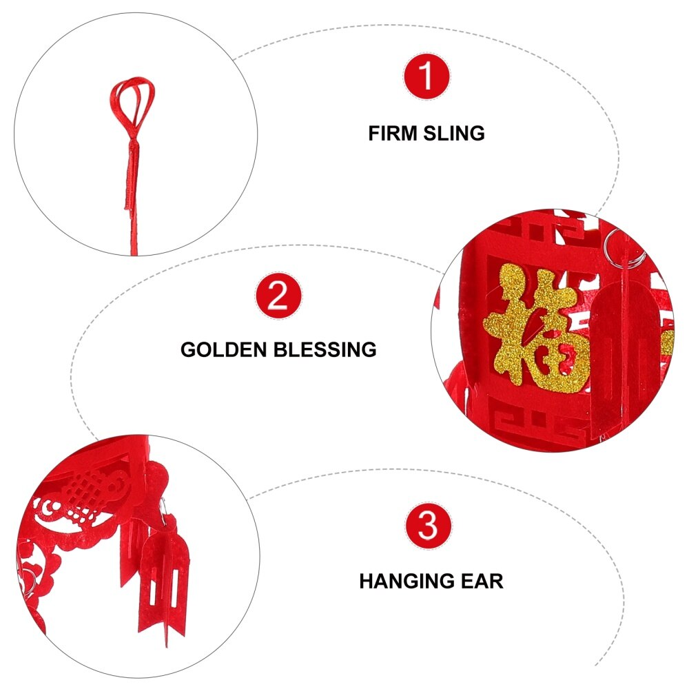 3Pcs Chinese Year Lanterns Spring Festival Year Decor Wedding Supplies