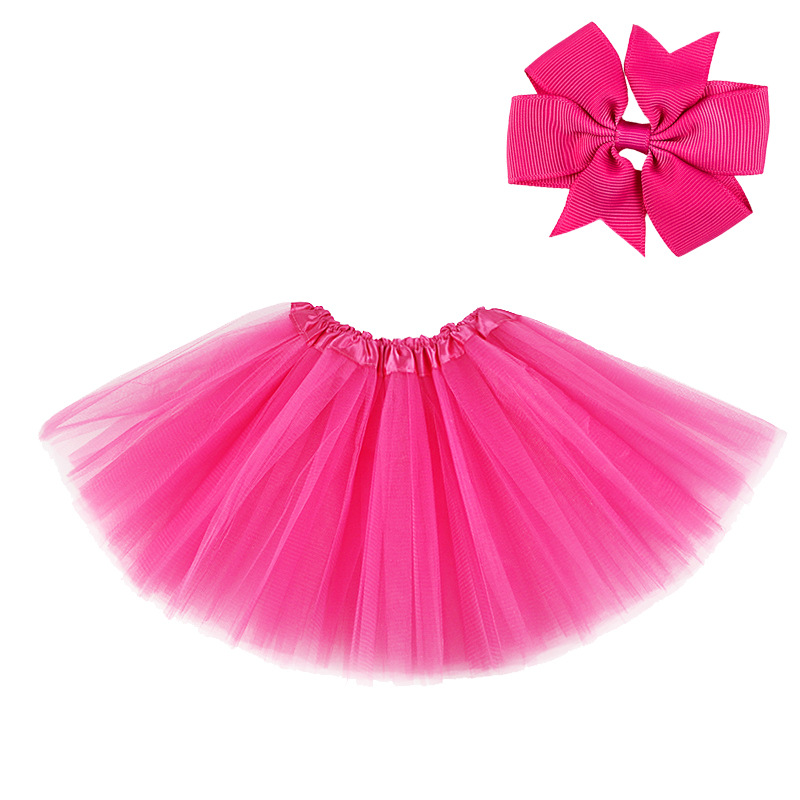 Minigonne a fascia 2 pezzi 2020 New Fashion Solid Mesh Girls gonne Toddler Girl Fall abbigliamento per bambini School Dance Costume: Pink ball gown skirt