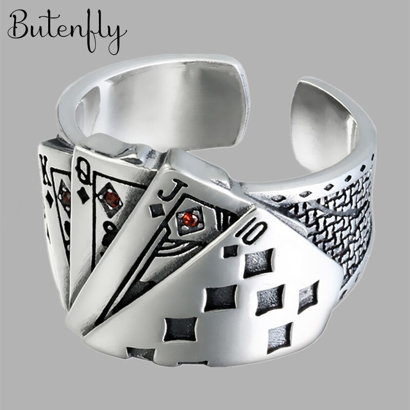 Persönlichkeit gotisch Jahrgang Poker Ringe Für Frauen Braut Hochzeit Engagement Punk Resizable Antike Ringe Felsen Schmuck