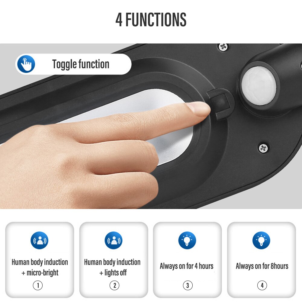 Outdoor Solar Wall Light Street Light, OutdoorWaterproof, Motion Sensor, Security Lighting for Garden, Yard, Path, 4 Modes