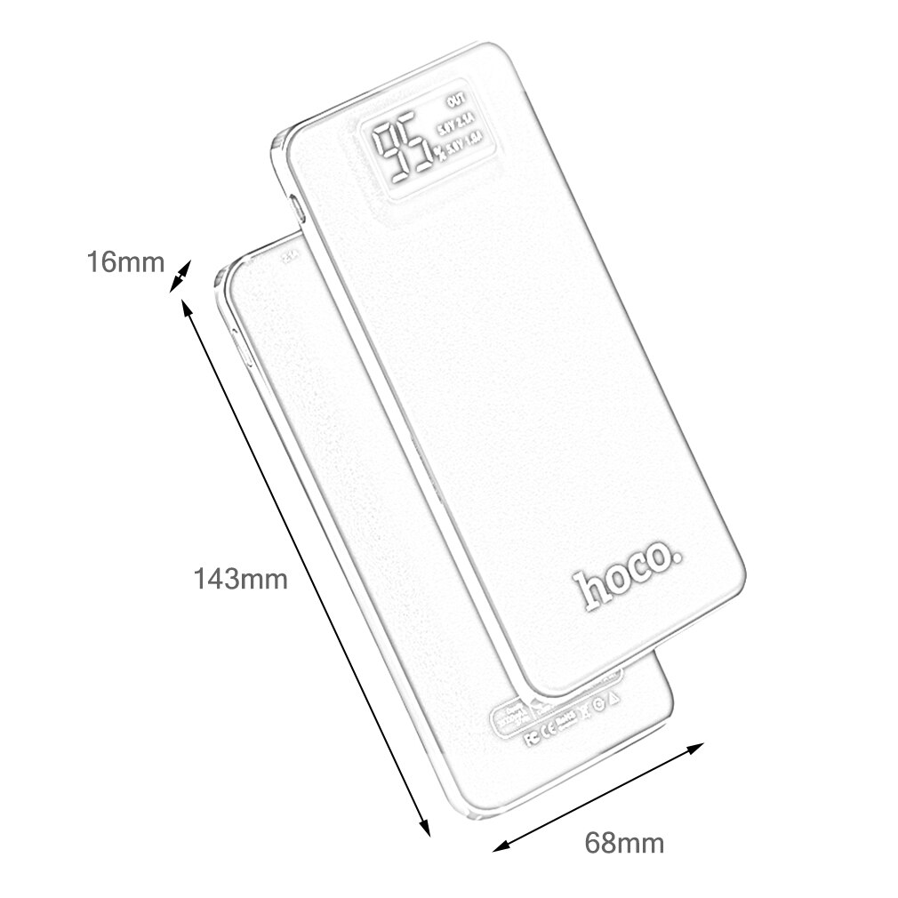 Large Capacity 10000mAh Practical Ultra-thin Power Bank Mobile Powerbank Universal Charger With LED Flashlight