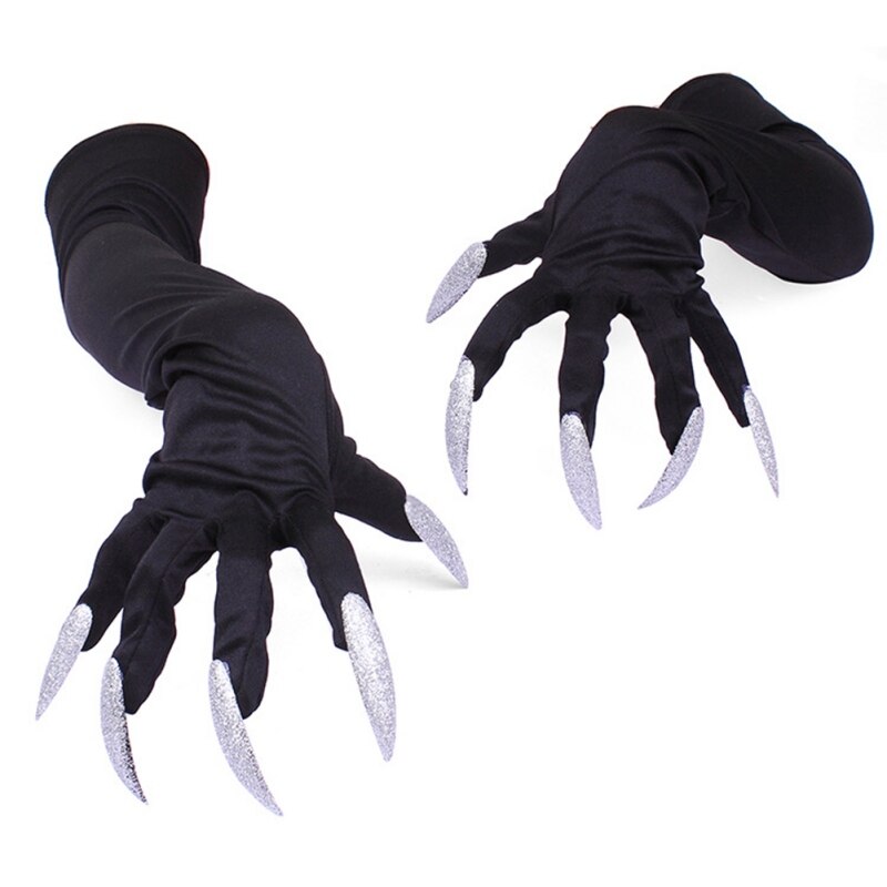 Fietsen Handschoen Halloween Cosplay Props Lange Vingernagel Klauw Melk Zijde Handschoen Punk Witte Nagels Fiets Handschoen: Default Title