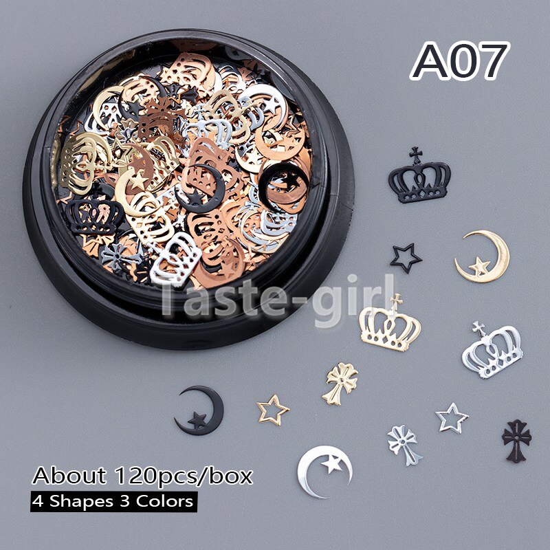 1garnek boże narodzenie metalowe ozdoby robić paznokci folia cekiny paznokci kawałek naklejki naciśnij na sztuczne paznokcie akcesoria manicure dostarcza narzędzie: HGKJP-A07