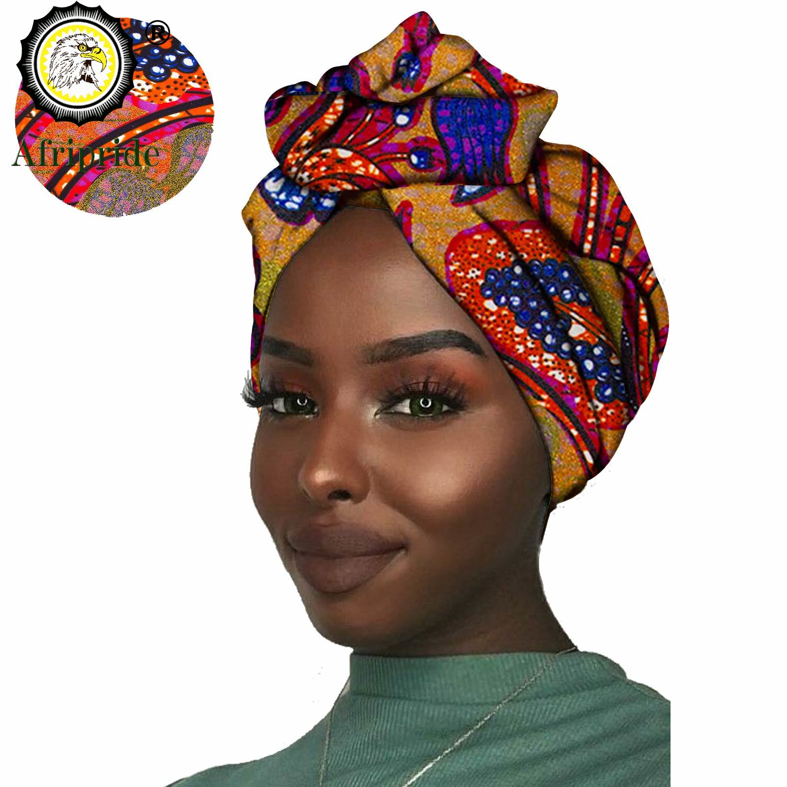 Nueva africana, diadema para mujer, tela de cera de algodón, pañuelo tradicional para la cabeza, turbante, cera de algodón puro AFRIPRIDE S001