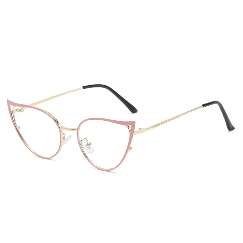 Gafas ultraligeras Unisex con personalidad, gafas antiazules con forma de ojo de gato ahuecadas, gafas ópticas decorativas de Metal a la: Multicolor