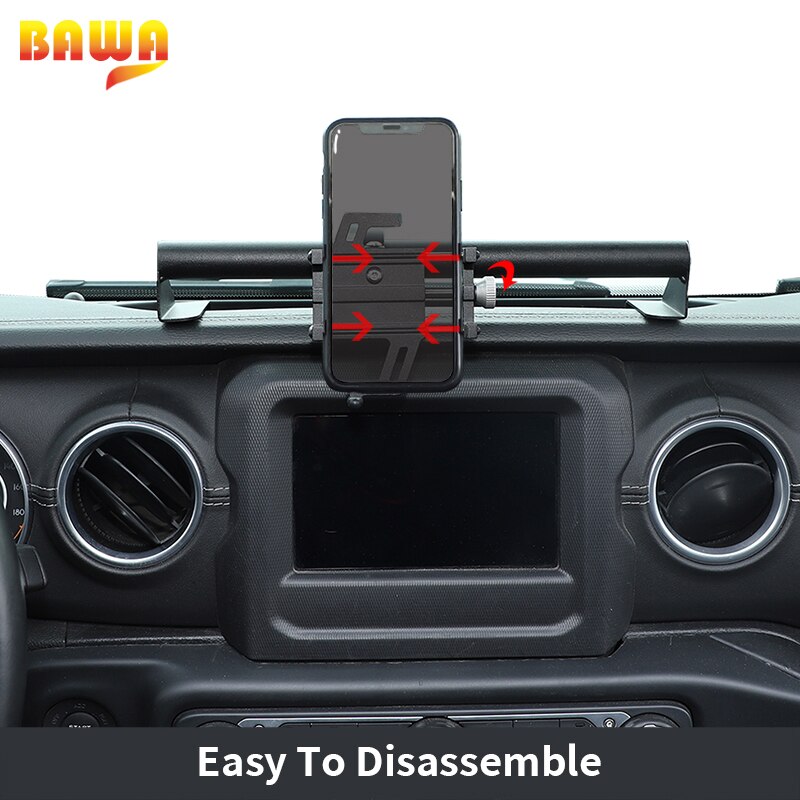 BAWA GPS Fixed frame For Jeep Gladiator JT + Car Mobile Phone Support Holder Accessories For Jeep Wrangler JL +
