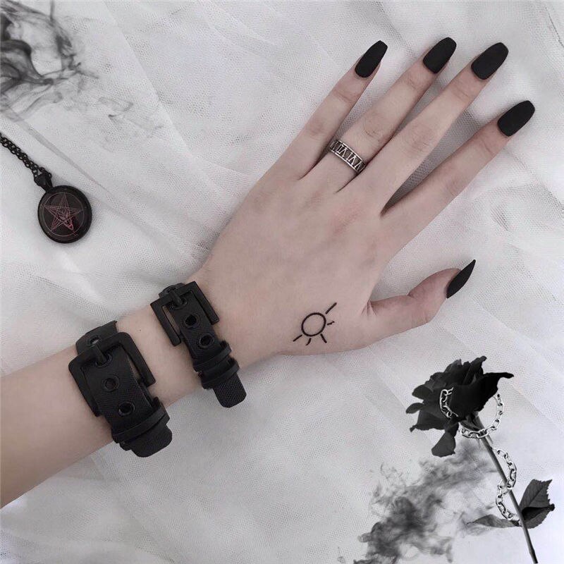 Harajuku Persoonlijkheid Paar Zwart Pu Band Armband Verstelbare Voor Punk Mannen En Vrouwen Trend Paar Partij Prom Vintage Sieraden