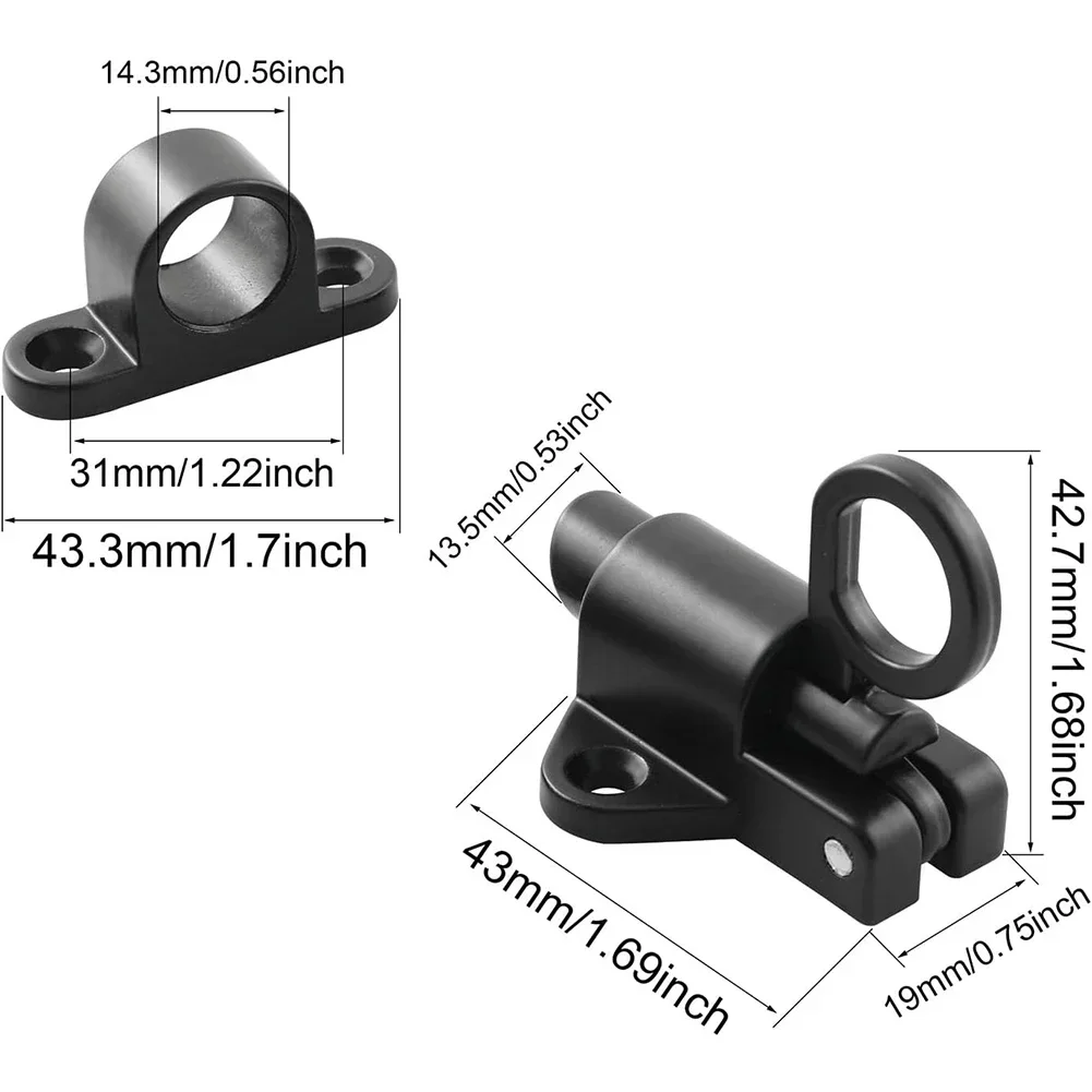 Spring Loaded Window Door Bolt Gate Security Pull Ring Spring Bounce Door Bolt Automatic Latch Bolt Gate Lock Hook Self-Closing