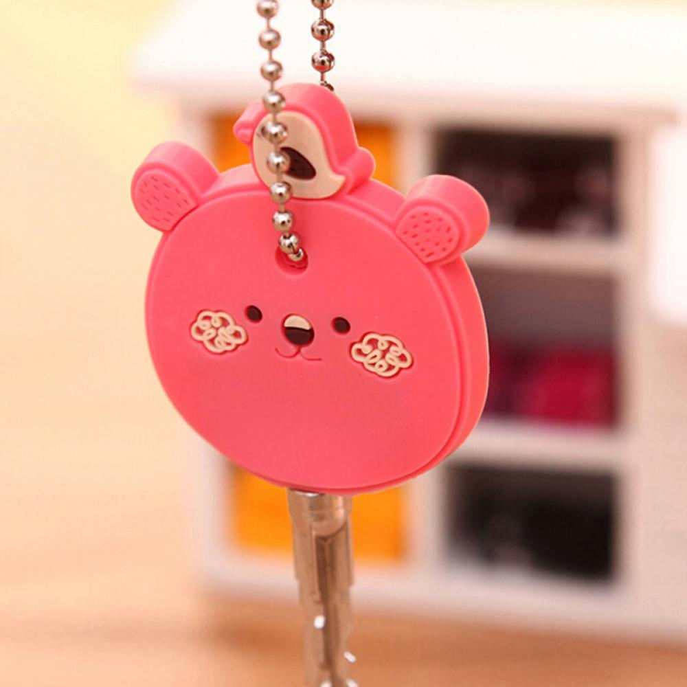 Cute Animal Soft Key Top Head Cover Chains Cap Keyring Phone Strap DIY Key Wallet: D