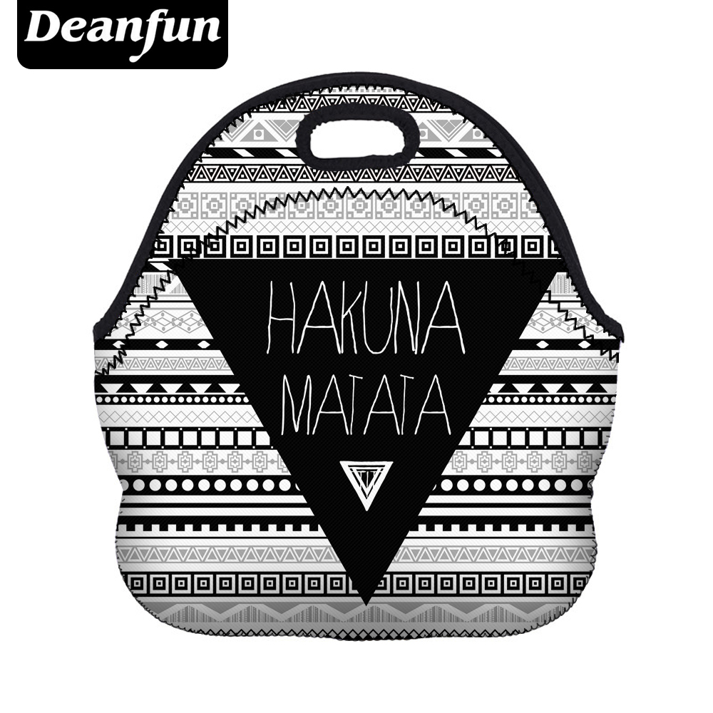 Deanfun 3D Printed Lunch Bag for Women Neoprene Stripe Pattern with Zipper Picnic Snack 50816