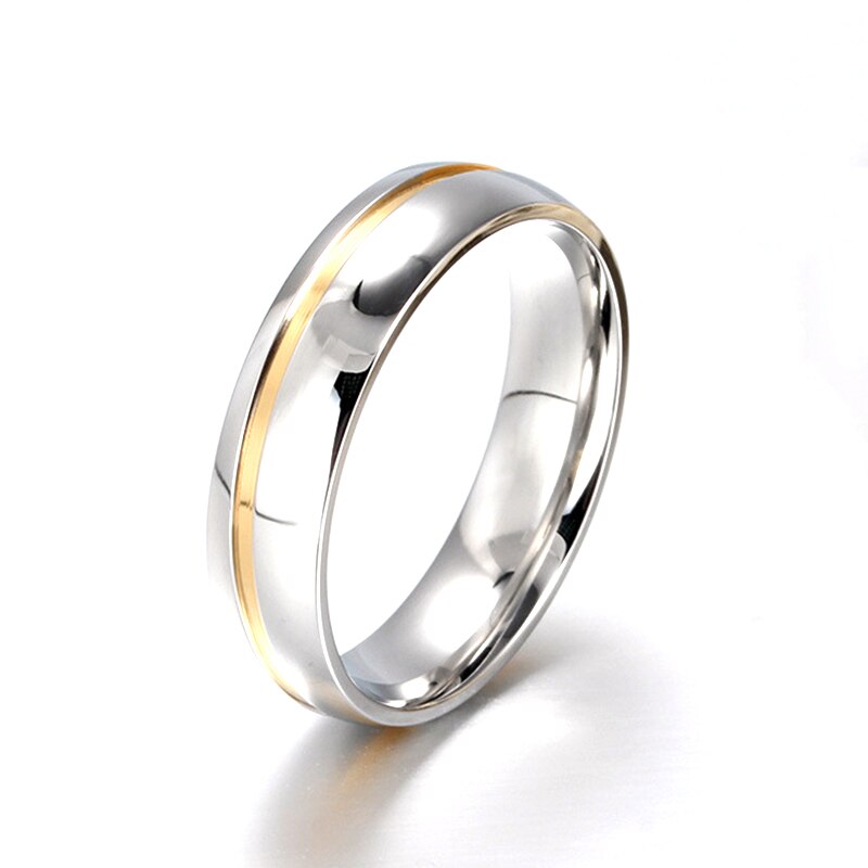 6MM Stainless Steel Couple Rings Silver Color Wedding Crystal Ring For Lovers Romantic Engagement Party Jewelry: 11 / Men