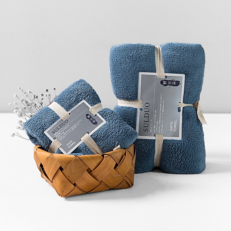 Adulte absorbant ensemble de serviettes de bain chaîne tricoté polyester brocart corail polaire serviette de bain hôtel serviette serviette de bain: Navy blue