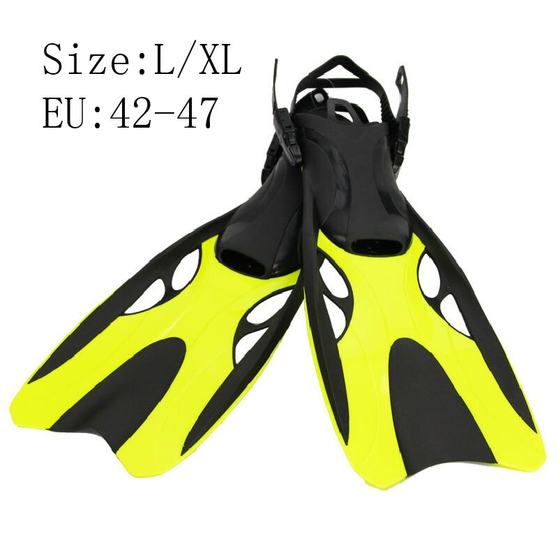 Volwassenen Zwemmen Vinnen Silicone Verstelbare scuba schoenen lange Submersible Professionele Snorkelen Voeten monofin Duiken Flippers: Yellow L XL