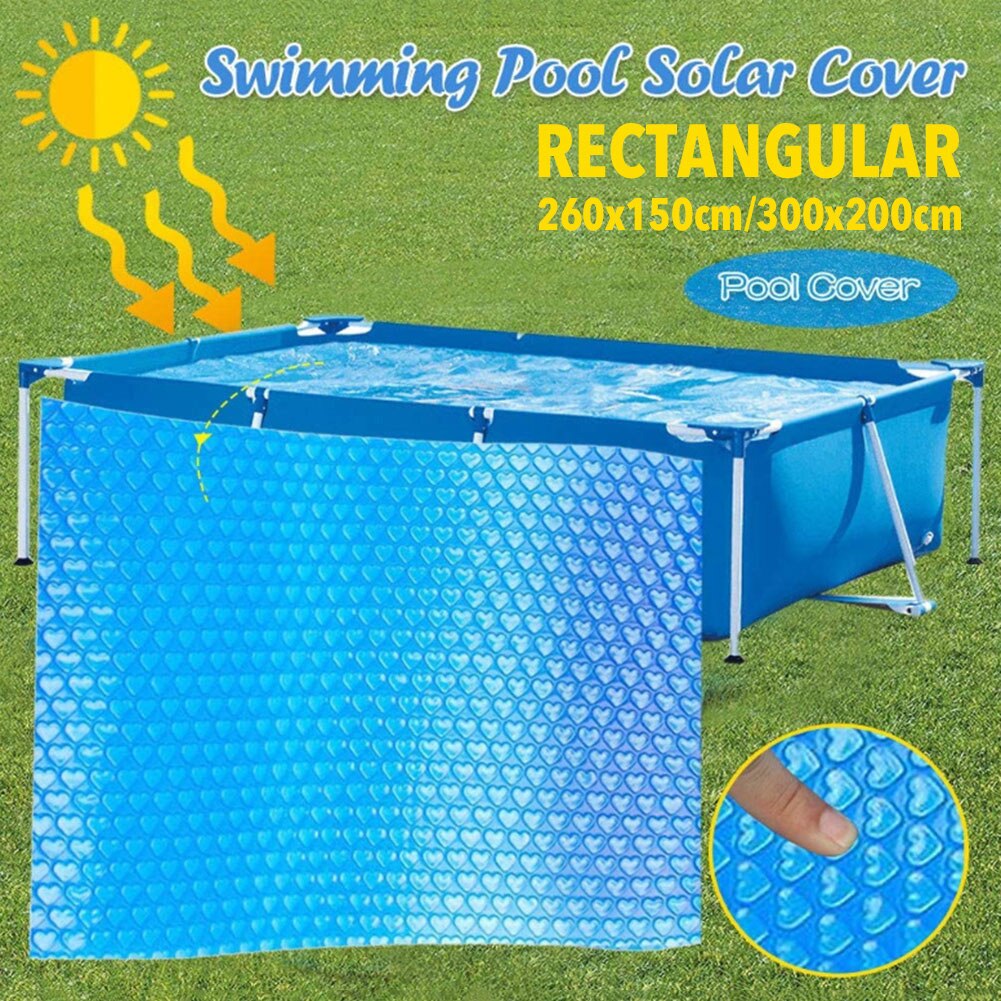 Sol presenning rektangulärt poolskydd skydd värmeisoleringsfilm för inomhus utomhus ram pool 300 x 200/260 x 150cm