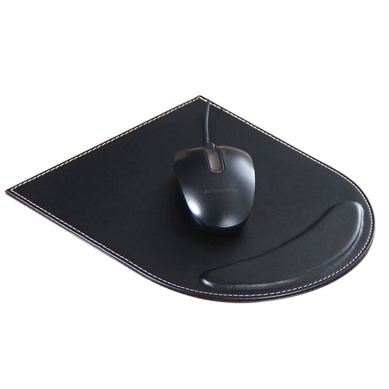 DZLST Mouse Pad Luxury Leather Waterproof Non Slip For Office Business With Wrist Rest Built In Silicone Mouse Pad: Black