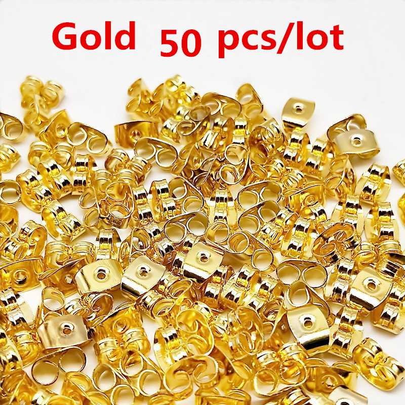 50/100 pièces pas cher résultats de bijoux en métal accessoires perles bouchons d'oreille écrous de poteau clair souple Silicone caoutchouc boucle d'oreille dos bouchon: 3