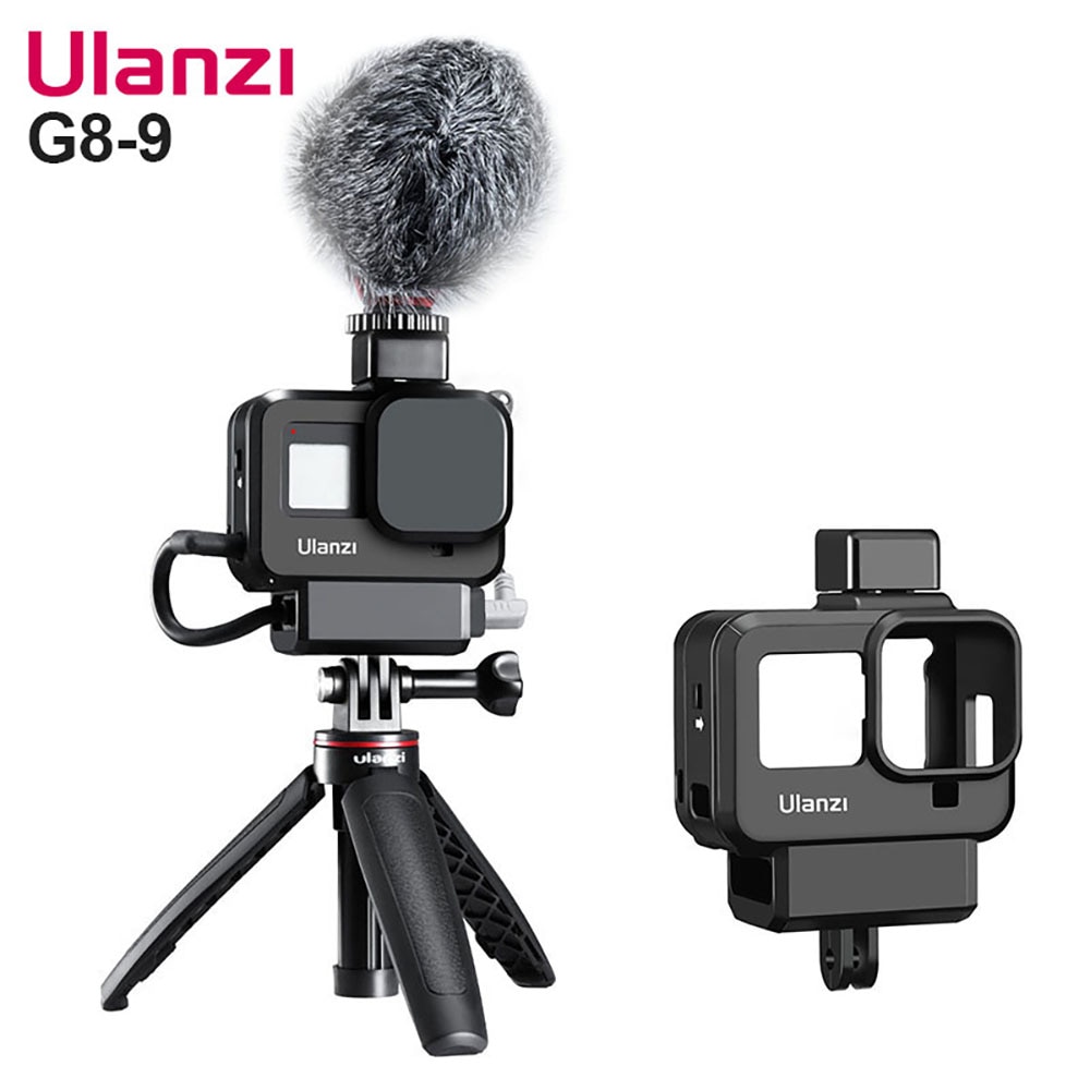 Ulanzi G8-9 Gopro 8 Plastic Vlog Beschermhoes Verlengen Koude Schoen Voor Microfoon Batterij Mic Adapter 52Mm Filter Adapter kit
