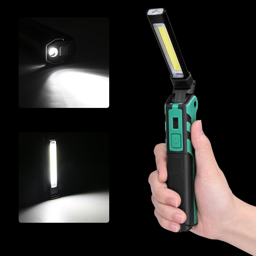 pliable en plein air Camping lumière Portable lanterne USB COB travail lumière lampe de poche avec crochet suspendu, aimant construit batterie