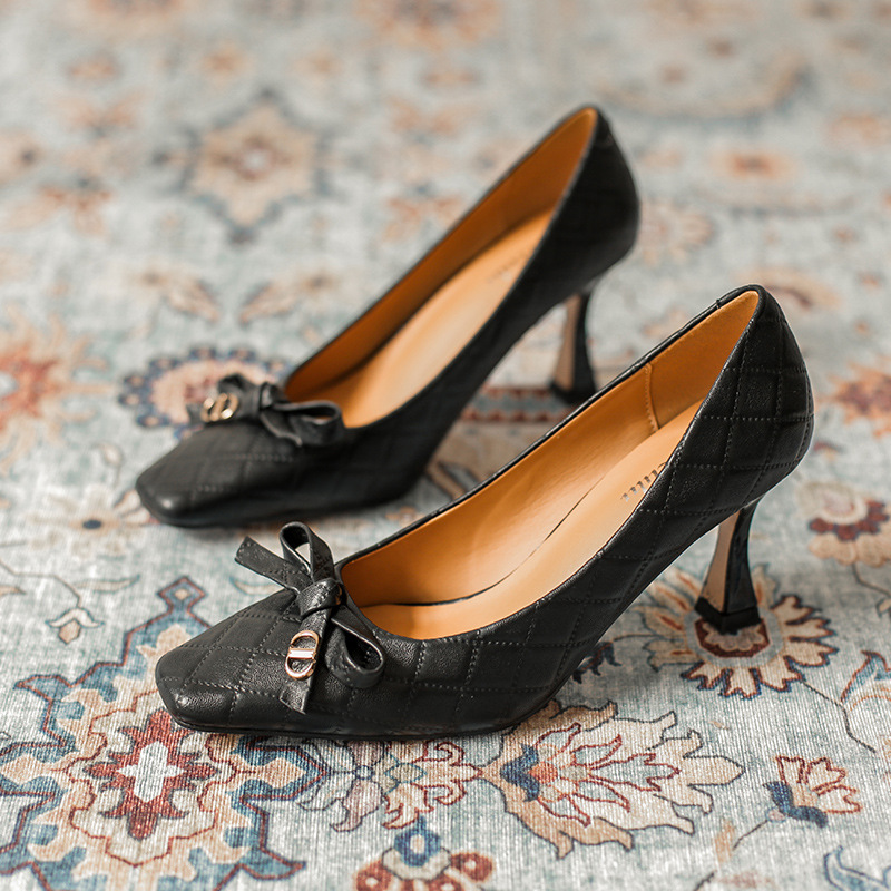 2022 Women Sweet Comfortable Yellow Breathable High Heel Shoes Ladies Classic Summer High Heel Pumps Talon Femme: black / 34